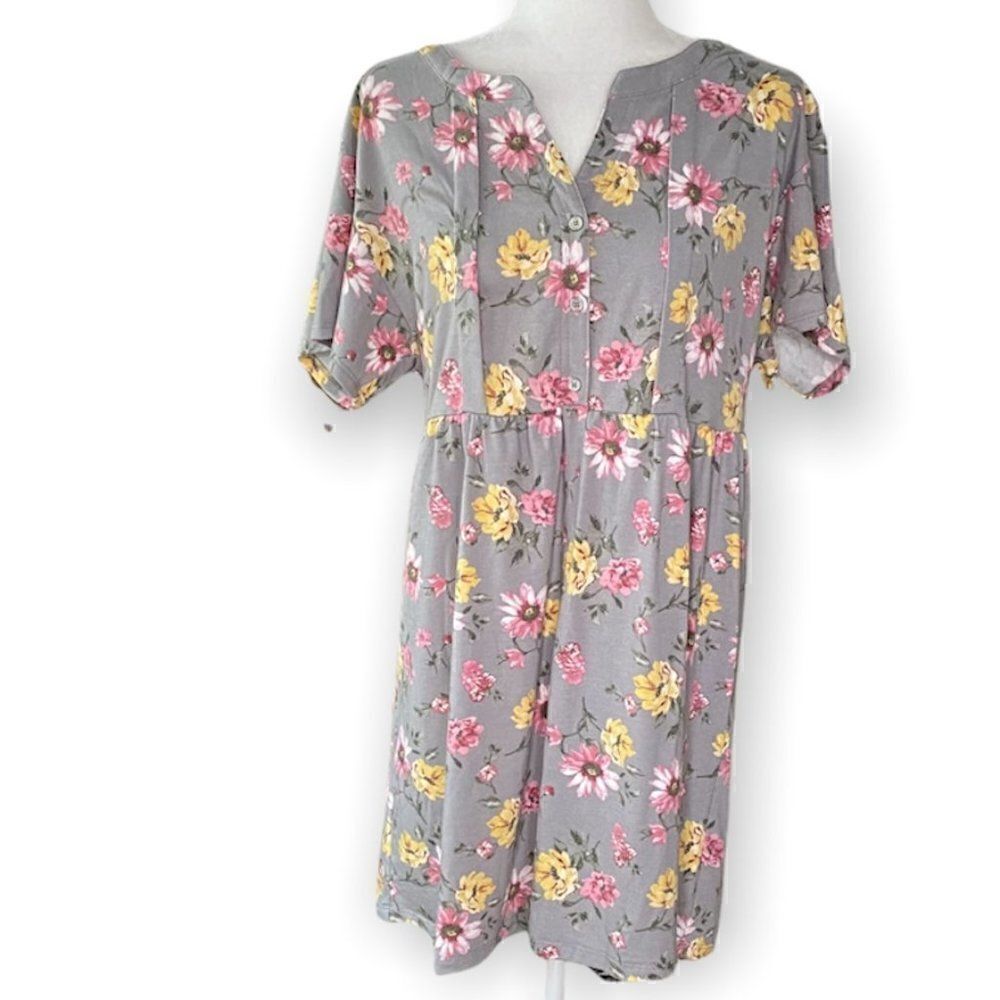 Kingston Grey Floral Mini Dress Short Sleeve SZ L NWT - Picture 15 of 15